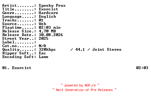 NFO for the release SPOOKY_PRAX-Exorcist-SINGLE-WEB-2025-XTC_iNT by XTC_iNT