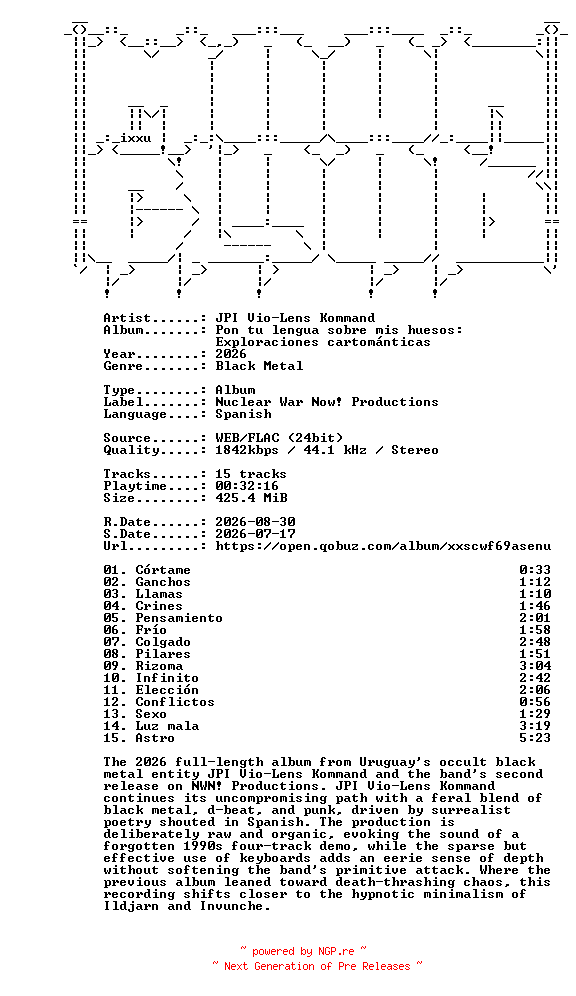 NFO for the release JPI_Vio-Lens_Kommand-Pon_tu_lengua_sobre_mis_huesos_Exploraciones_cartomanticas-ES-24BIT-WEB-FLAC-2026-MOONBLOOD by MOONBLOOD