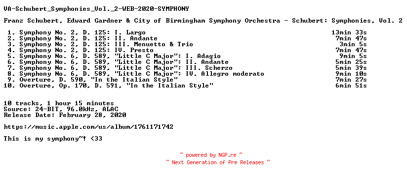 NFO for the release VA-Schubert_Symphonies_Vol._2-WEB-2020-SYMPHONY by SYMPHONY