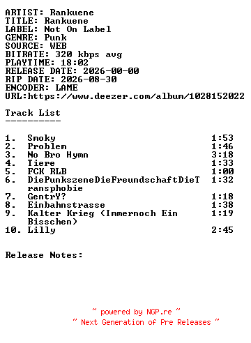 NFO for the release Rankuene-Rankuene-WEB-DE-2026-SDR by SDR