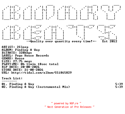 NFO for the release 2Sleep-Finding_A_Way-(PHR574)-WEB-2026-BB by BB