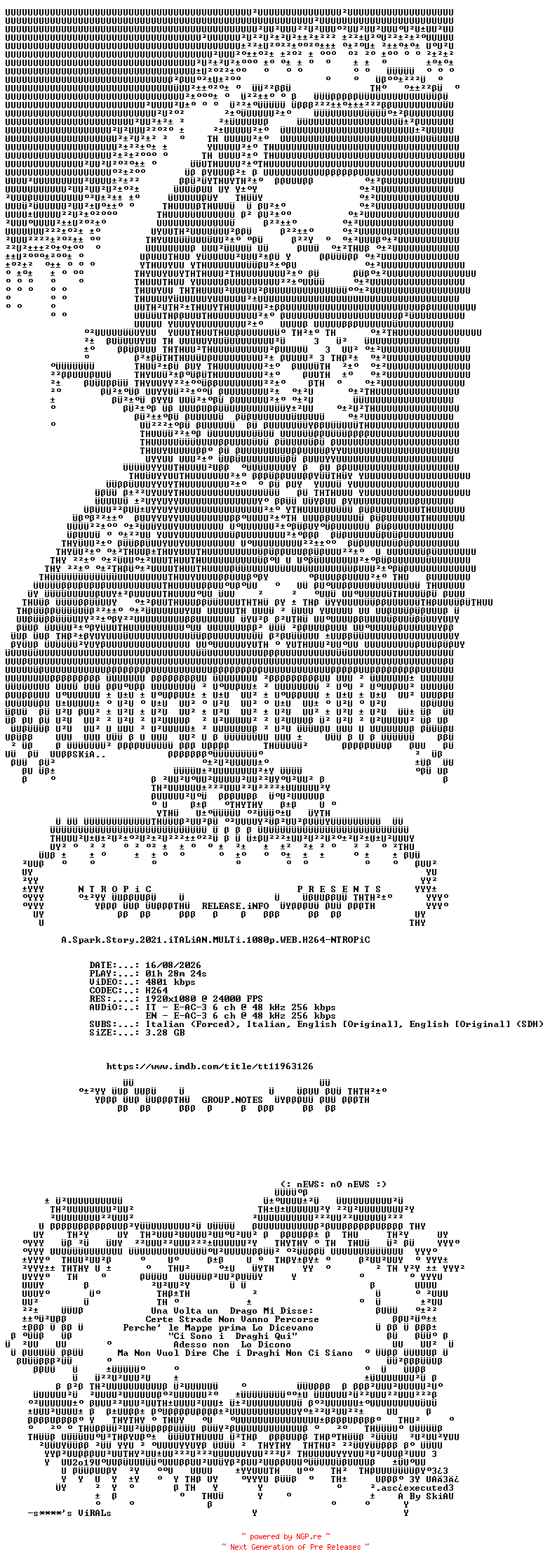 NFO for the release A.Spark.Story.2021.iTALiAN.MULTi.1080p.WEB.H264-NTROPiC by NTROPiC