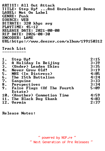 NFO for the release All_Out_Attack-Step_Up_...And_Unreleased_Demos-WEB-2021-SDR by SDR