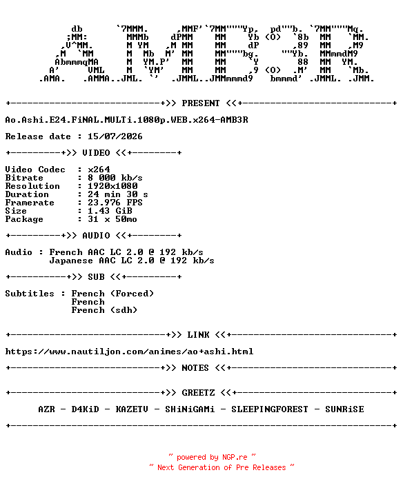 NFO for the release Ao.Ashi.E24.FiNAL.MULTi.1080p.WEB.x264-AMB3R by AMB3R