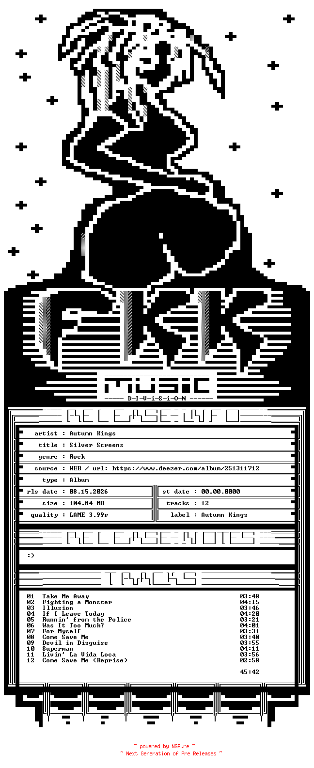 NFO for the release Autumn_Kings-Silver_Screens-Web-2017-FKK by FKK