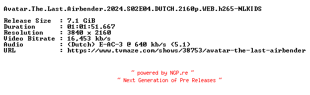 NFO for the release Avatar.The.Last.Airbender.2024.S02E04.DUTCH.2160p.WEB.h265-NLKIDS by NLKIDS
