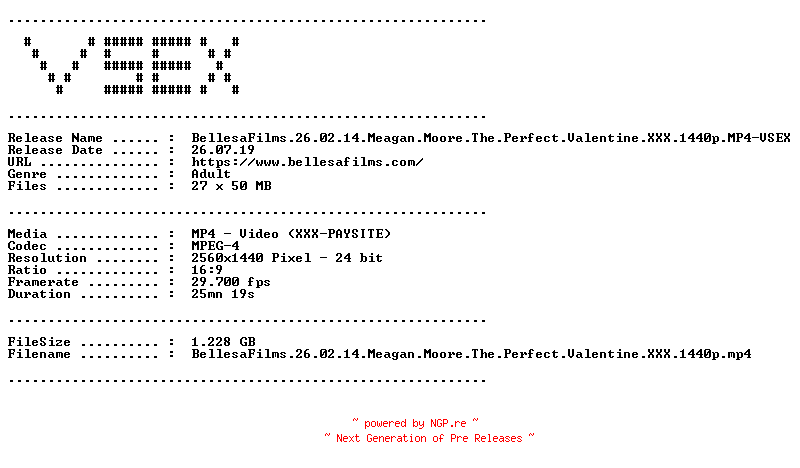 NFO for the release BellesaFilms.26.02.14.Meagan.Moore.The.Perfect.Valentine.XXX.1440p.MP4-VSEX by VSEX