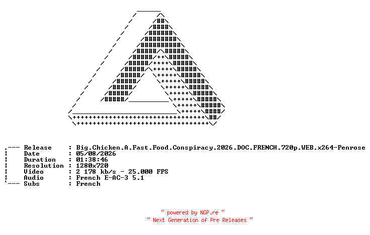 NFO for the release Big.Chicken.A.Fast.Food.Conspiracy.2026.DOC.FRENCH.720p.WEB.x264-Penrose by Penrose