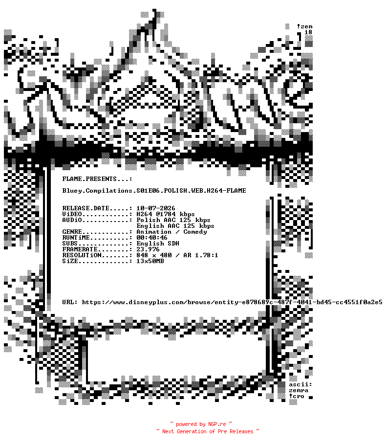 NFO for the release Bluey.Compilations.S01E06.POLISH.WEB.H264-FLAME by FLAME