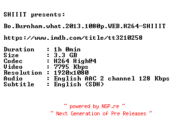 NFO for the release Bo.Burnham.what.2013.1080p.WEB.H264-SHIIIT by SHIIIT
