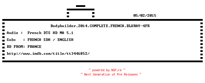 NFO for the release Bodybuilder.2014.COMPLETE.FRENCH.BLURAY-4FR by 4FR