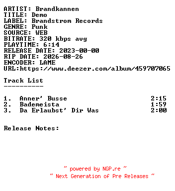 NFO for the release Brandkannen-Demo-WEB-DE-2023-SDR by SDR