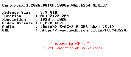NFO for the release Camp.Rock.3.2026.DUTCH.1080p.WEB.h264-NLKIDS by NLKIDS