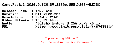 NFO for the release Camp.Rock.3.2026.DUTCH.DV.2160p.WEB.h265-NLKIDS by NLKIDS