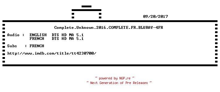 NFO for the release Complete.Unknown.2016.COMPLETE.FR.BLURAY-4FR by 4FR