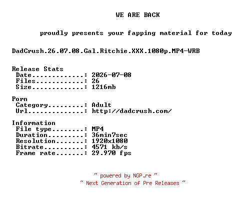 NFO for the release DadCrush.26.07.08.Gal.Ritchie.XXX.1080p.MP4-WRB by WRB