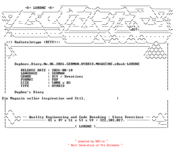 NFO for the release Daphnes.Diary.No.06.2026.GERMAN.HYBRID.MAGAZINE.eBook-LORENZ by LORENZ