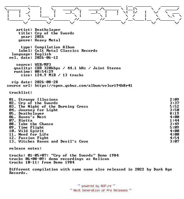 NFO for the release Deathslayer-Cry_of_the_Swords-WEB-2026-BLEEDiNG by BLEEDiNG