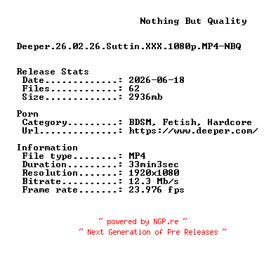 NFO for the release Deeper.26.02.26.Suttin.XXX.1080p.MP4-NBQ by NBQ