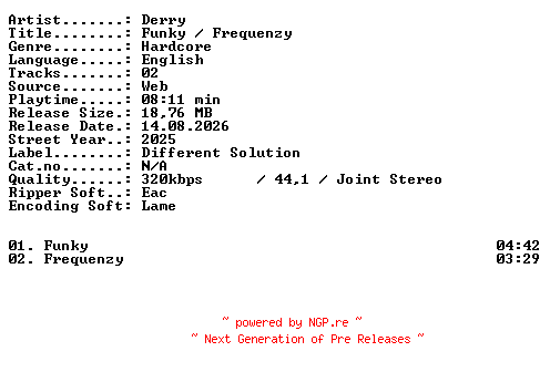 NFO for the release Derry-Funky_-_Frequenzy-WEB-2025-XTC_iNT by XTC_iNT