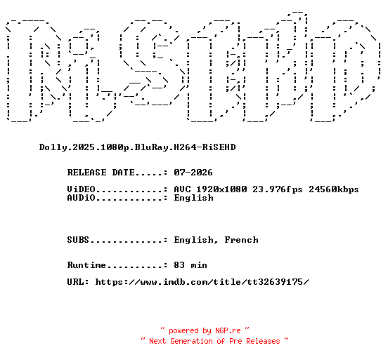 NFO for the release Dolly.2025.1080p.BluRay.H264-RiSEHD by RiSEHD