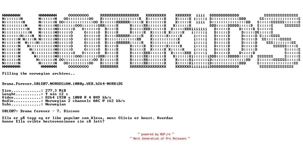 NFO for the release Drama.Forever.S01E07.NORWEGiAN.1080p.WEB.h264-NORKiDS by NORKiDS