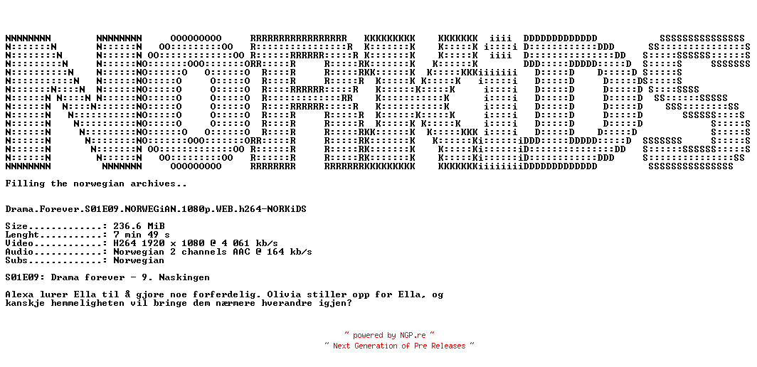 NFO for the release Drama.Forever.S01E09.NORWEGiAN.1080p.WEB.h264-NORKiDS by NORKiDS