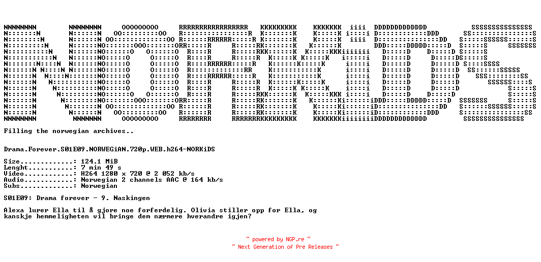 NFO for the release Drama.Forever.S01E09.NORWEGiAN.720p.WEB.h264-NORKiDS by NORKiDS