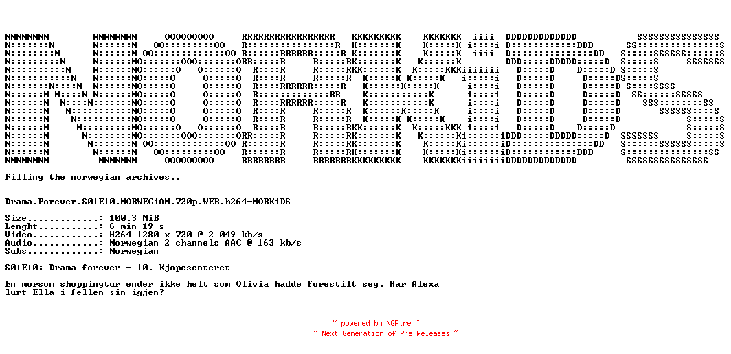 NFO for the release Drama.Forever.S01E10.NORWEGiAN.720p.WEB.h264-NORKiDS by NORKiDS