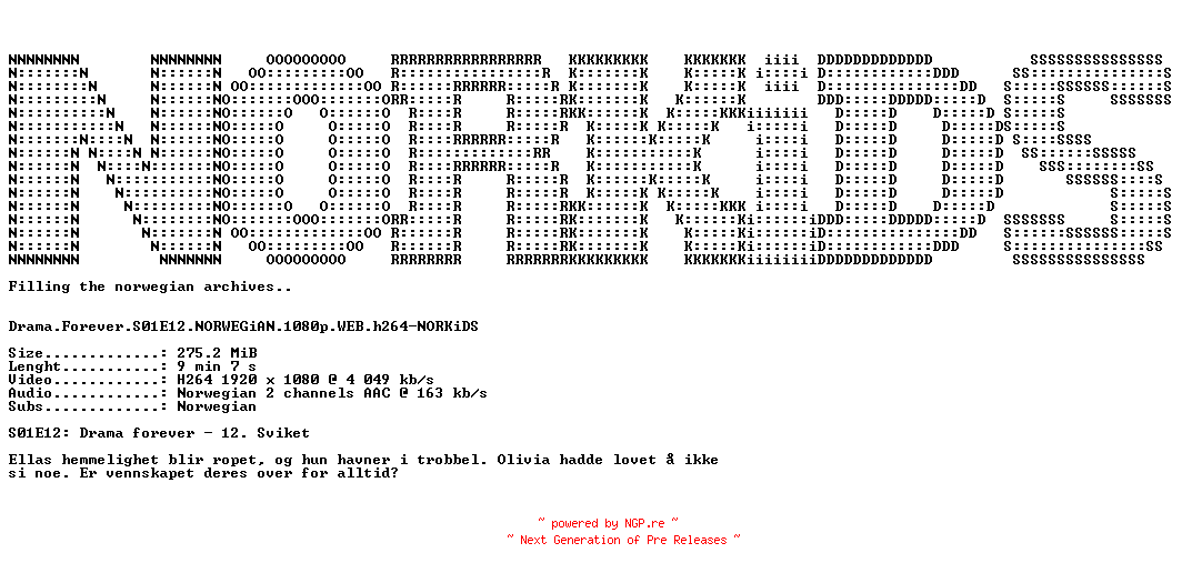 NFO for the release Drama.Forever.S01E12.NORWEGiAN.1080p.WEB.h264-NORKiDS by NORKiDS