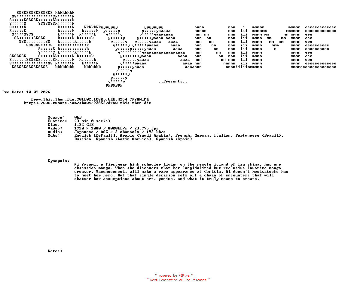 NFO for the release Draw.This.Then.Die.S01E02.1080p.WEB.H264-SKYANiME by SKYANiME