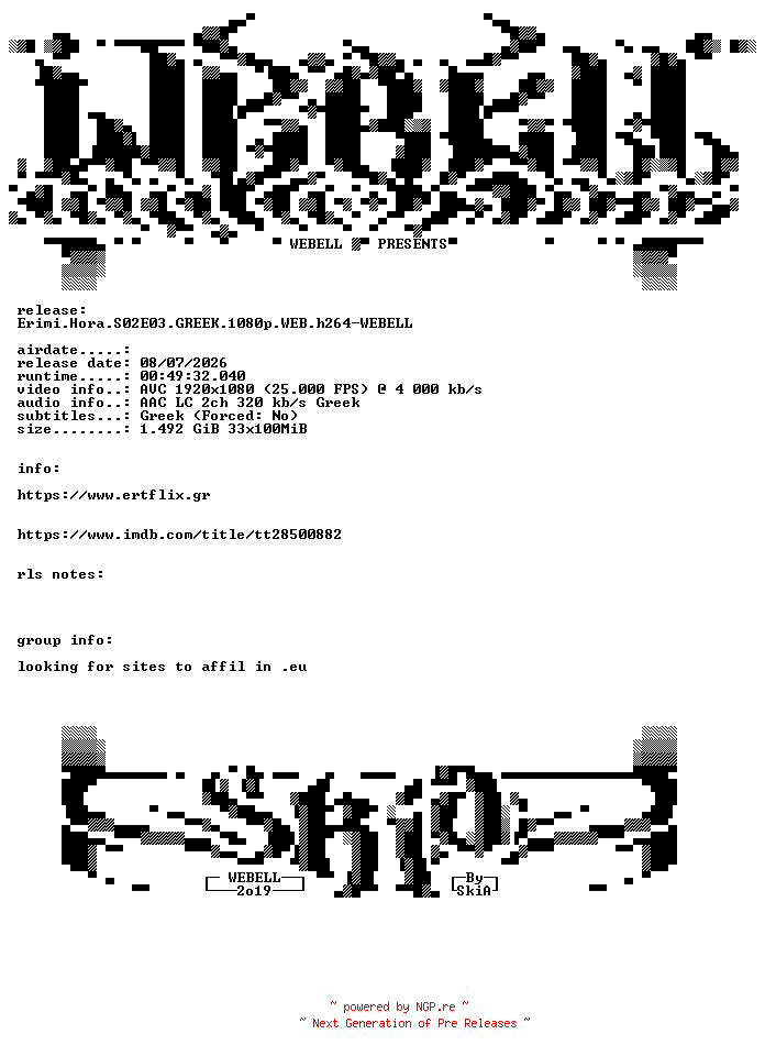 NFO for the release Erimi.Hora.S02E03.GREEK.1080p.WEB.h264-WEBELL by WEBELL