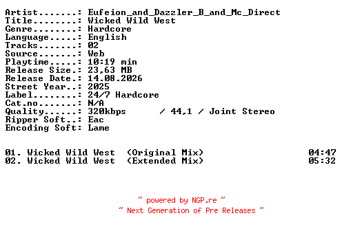 NFO for the release Eufeion_and_Dazzler_B_and_MC_Direct-Wicked_Wild_West-WEB-2025-XTC_iNT by XTC_iNT