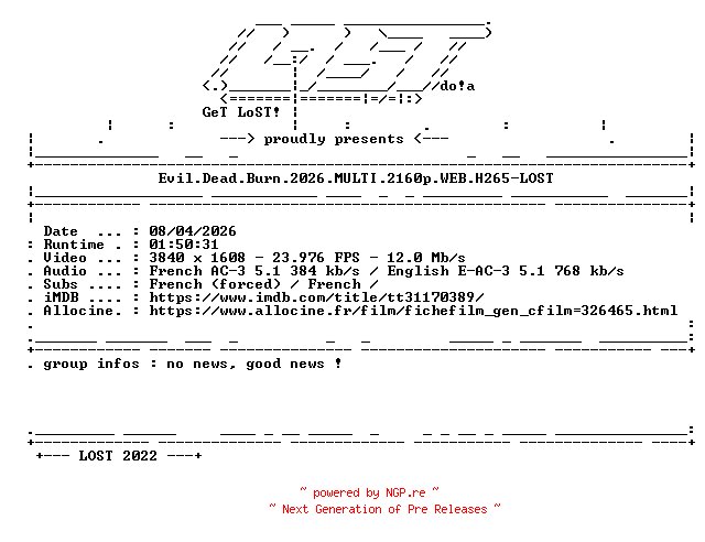 NFO for the release Evil.Dead.Burn.2026.MULTI.2160p.WEB.H265-LOST by LOST