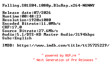 NFO for the release Falling.S01E04.1080p.BluRay.x264-NUNNY by NUNNY