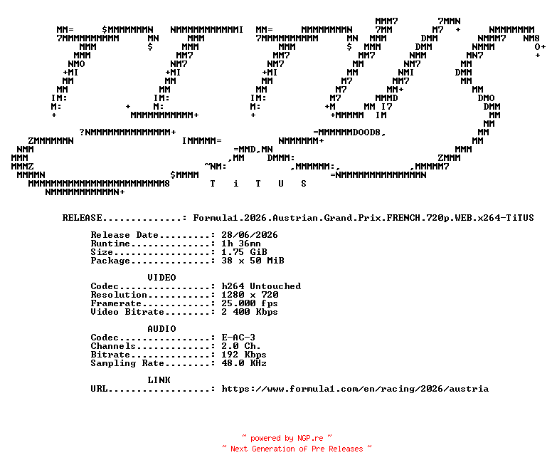 NFO for the release Formula1.2026.Austrian.Grand.Prix.FRENCH.720p.WEB.x264-TiTUS by TiTUS