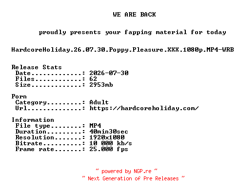 NFO for the release HardcoreHoliday.26.07.30.Poppy.Pleasure.XXX.1080p.MP4-WRB by WRB