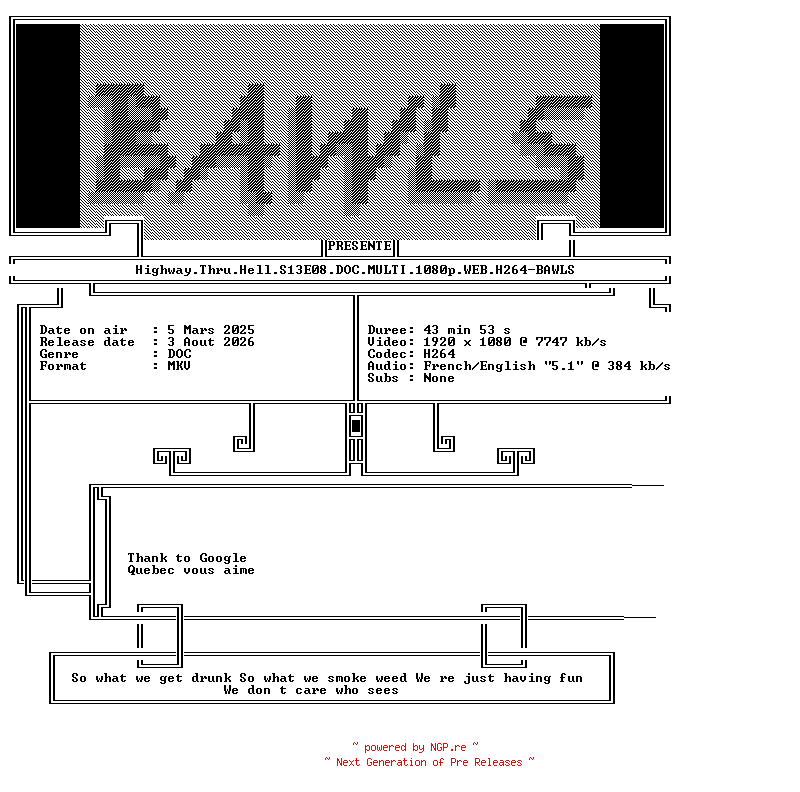 NFO for the release Highway.Thru.Hell.S13E08.DOC.MULTI.1080p.WEB.H264-BAWLS by BAWLS