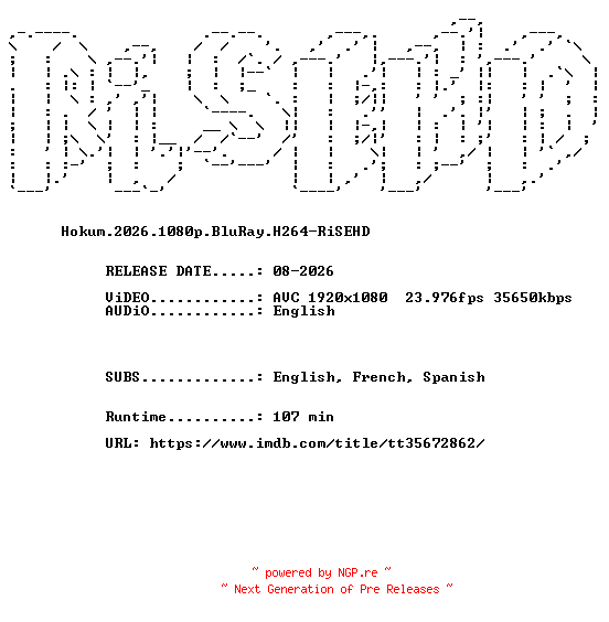 NFO for the release Hokum.2026.1080p.BluRay.H264-RiSEHD by RiSEHD
