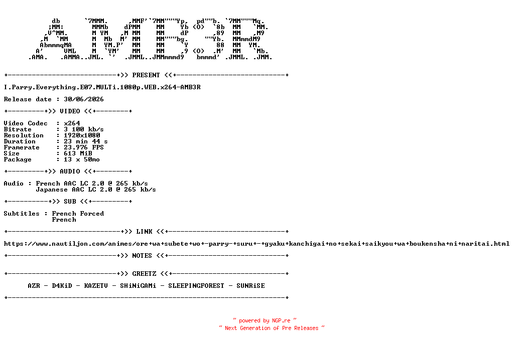 NFO for the release I.Parry.Everything.E07.MULTi.1080p.WEB.x264-AMB3R by AMB3R