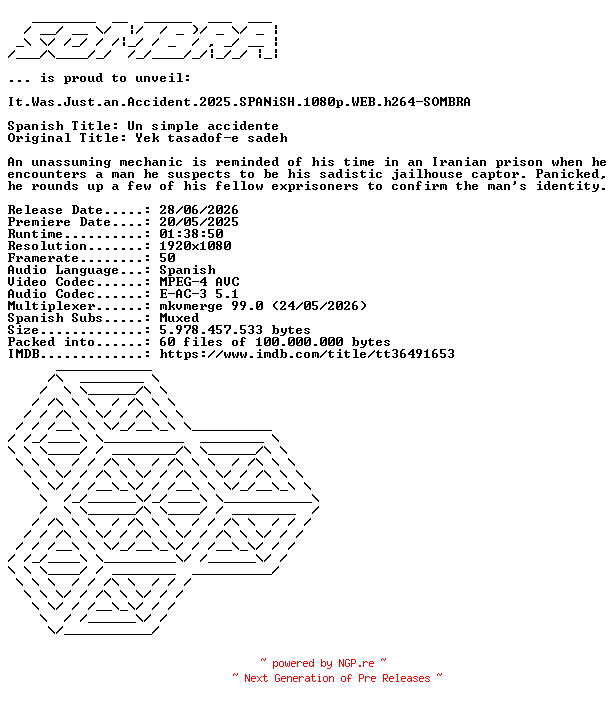 NFO for the release It.Was.Just.an.Accident.2025.SPANiSH.1080p.WEB.h264-SOMBRA by SOMBRA