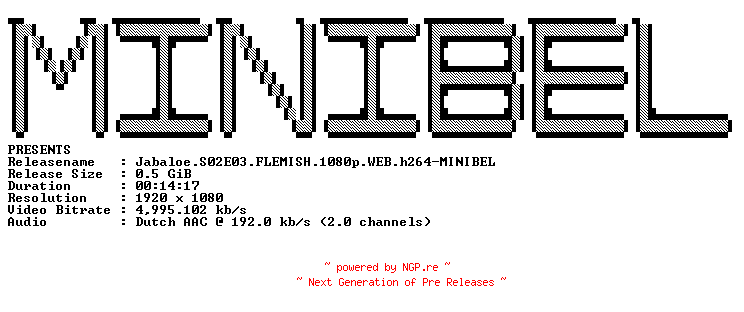 NFO for the release Jabaloe.S02E03.FLEMISH.1080p.WEB.h264-MINIBEL by MINIBEL