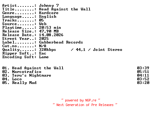 NFO for the release Johnny_7-Head_Against_the_Wall-WEB-2025-XTC_iNT by XTC_iNT