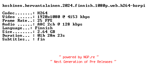 NFO for the release Koskinen.Hervantalainen.2024.FiNNiSH.1080p.WEB.H264-KORPI by KORPI
