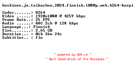 NFO for the release Koskinen.Ja.Taikashow.2024.FiNNiSH.1080p.WEB.H264-KORPI by KORPI