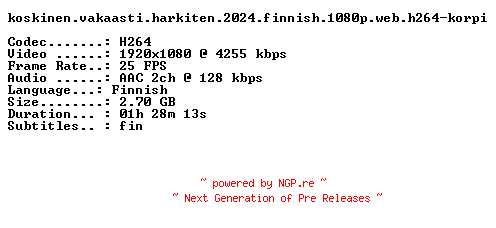 NFO for the release Koskinen.Vakaasti.Harkiten.2024.FiNNiSH.1080p.WEB.H264-KORPI by KORPI
