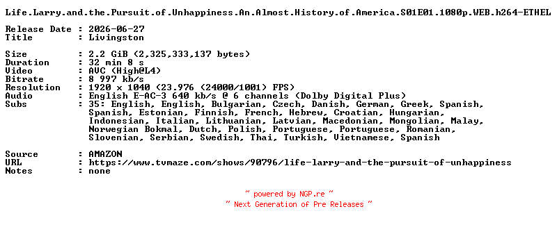 NFO for the release Life.Larry.and.the.Pursuit.of.Unhappiness.An.Almost.History.of.America.S01E01.1080p.WEB.h264-ETHEL by ETHEL