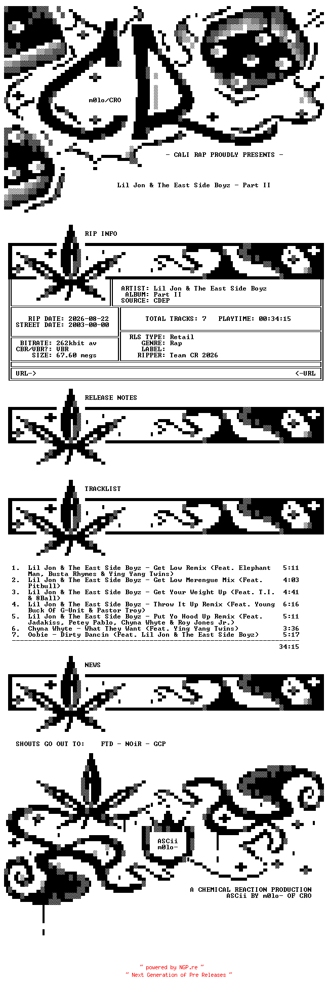 NFO for the release Lil_Jon_And_The_East_Side_Boyz-Part_II-CDEP-2003-CR_INT by CR_INT