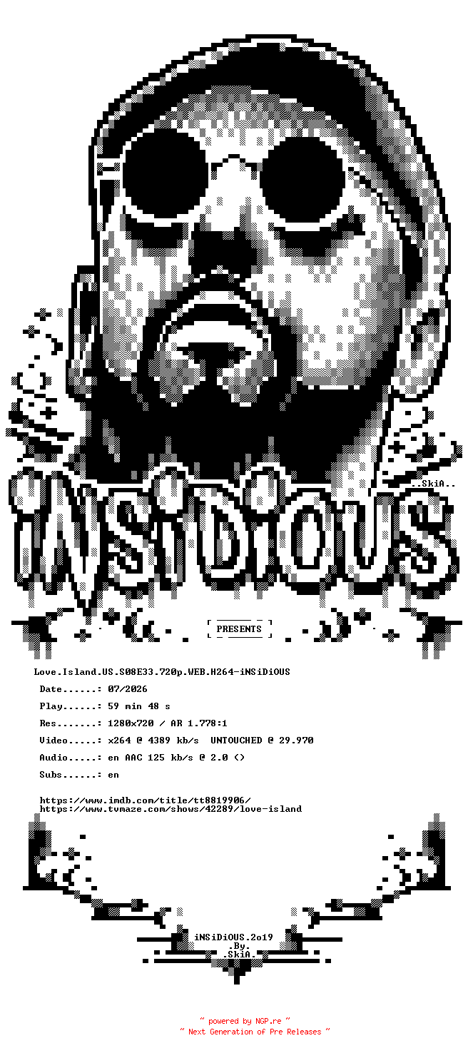 NFO for the release Love.Island.US.S08E33.720p.WEB.H264-iNSiDiOUS by iNSiDiOUS