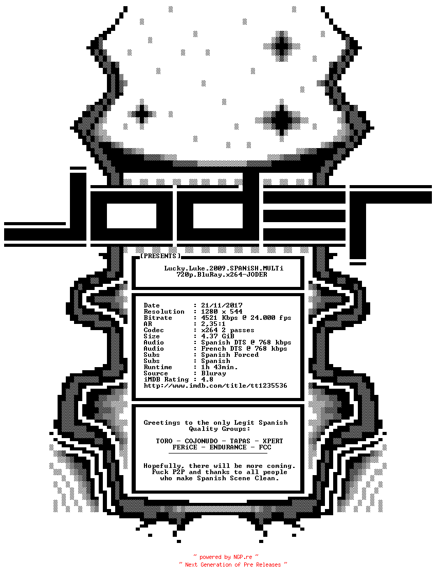 NFO for the release Lucky.Luke.2009.SPANiSH.MULTi.720p.BluRay.x264-JODER by JODER